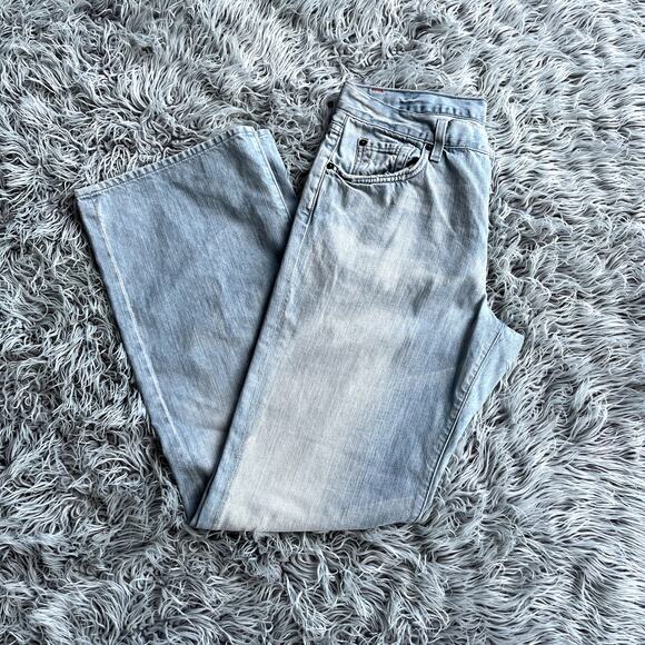 7 Seven For All Mankind Relaxed Light Wash Distressed Denim Jeans Mens 33 Long - Picture 5 of 11